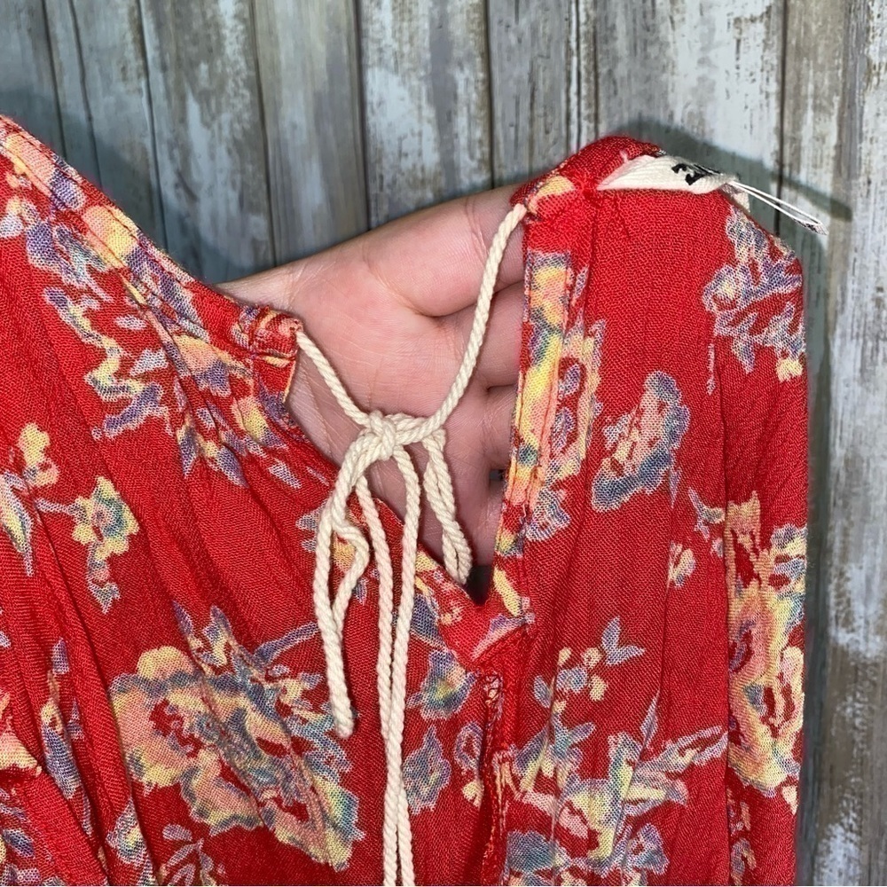 Billabong Distant Roads Red Floral Blouse - Picture 4 of 7